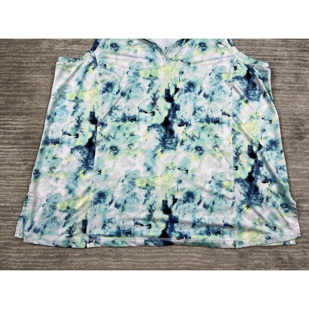 Livi Active Women's Tie-Dye Tank Top in Blue, Aqua, Navy, Lime - Picture 3 of 10